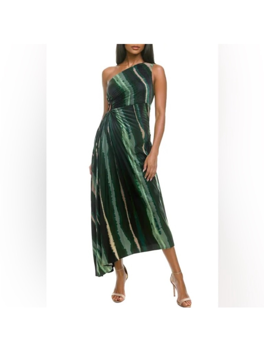 Socialite Green One-Shoulder Midi Dress